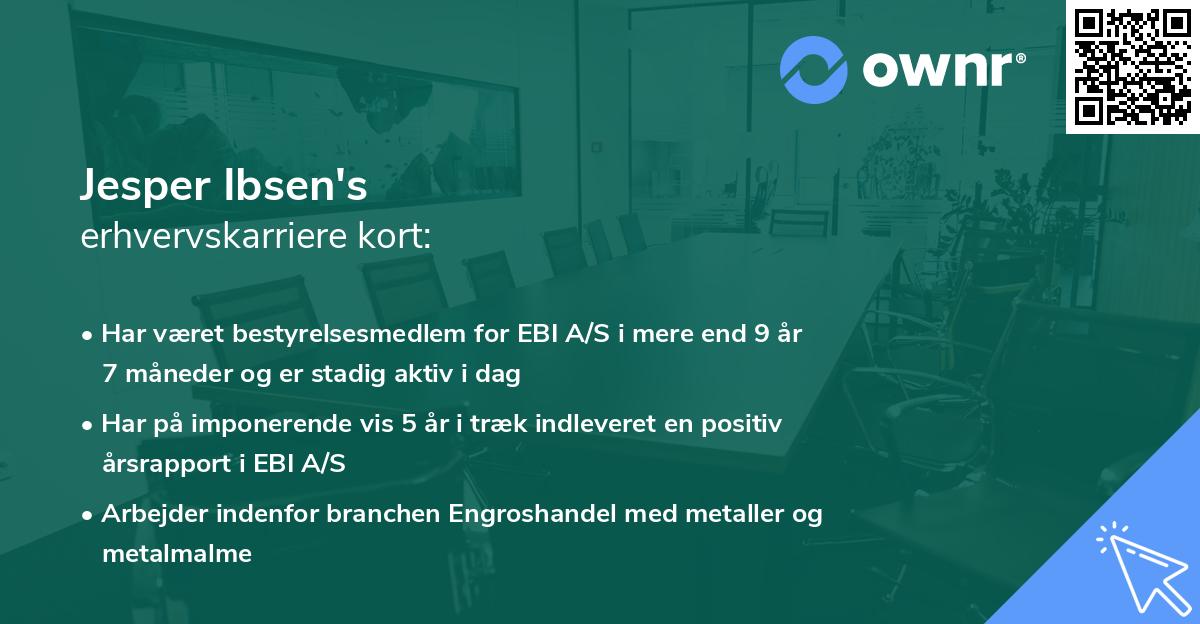 Jesper Ibsen's erhvervskarriere kort