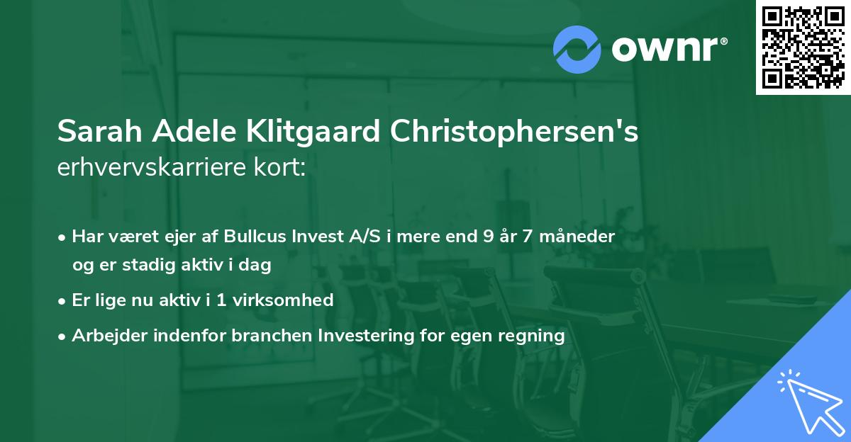 Sarah Adele Klitgaard Christophersen's erhvervskarriere kort