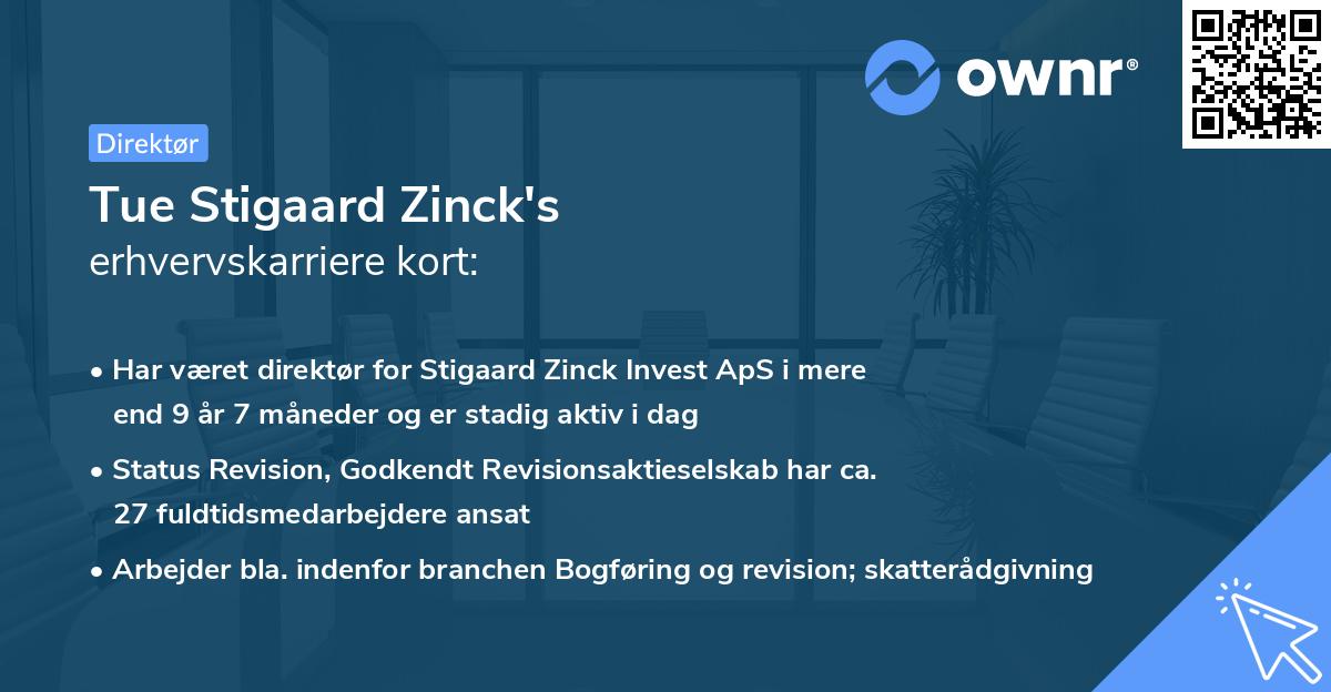 Tue Stigaard Zinck's erhvervskarriere kort