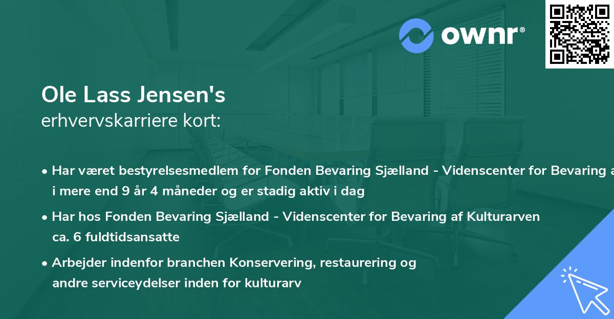 Ole Lass Jensen's erhvervskarriere kort