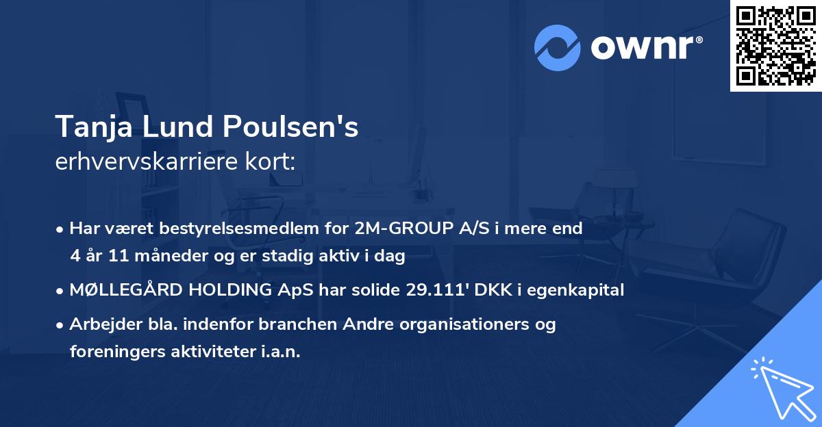 Tanja Lund Poulsen's erhvervskarriere kort