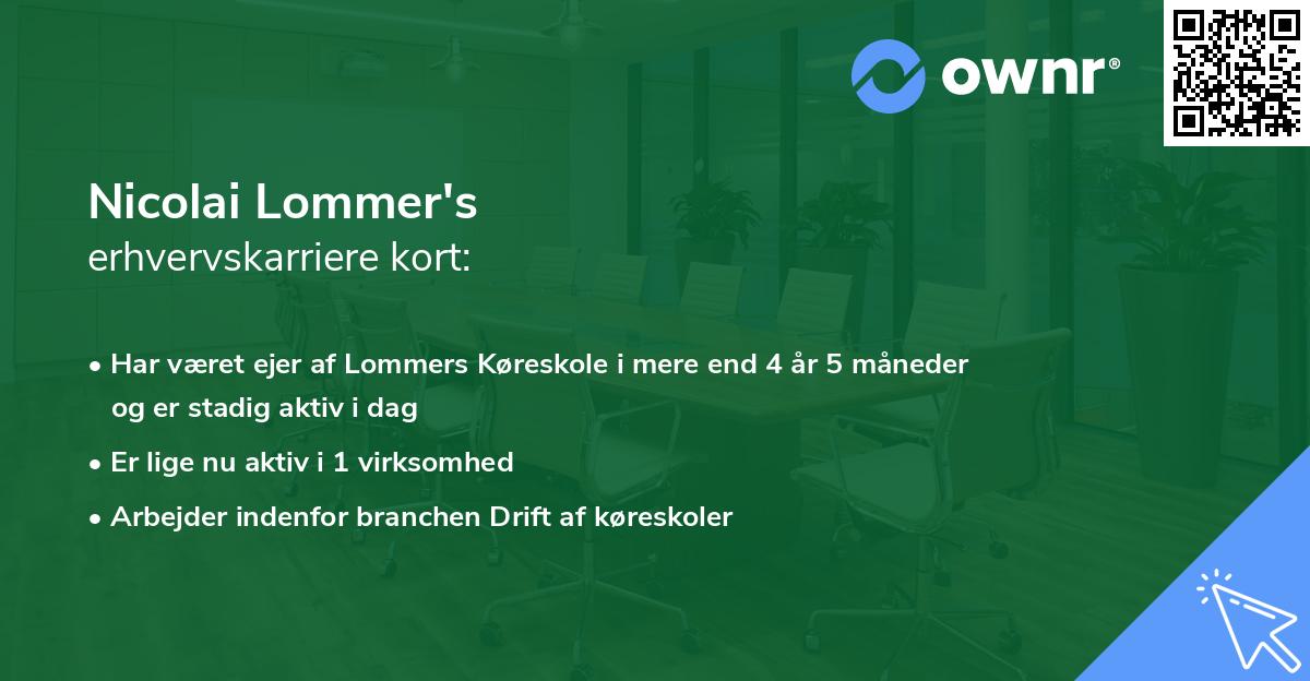Nicolai Lommer's erhvervskarriere kort