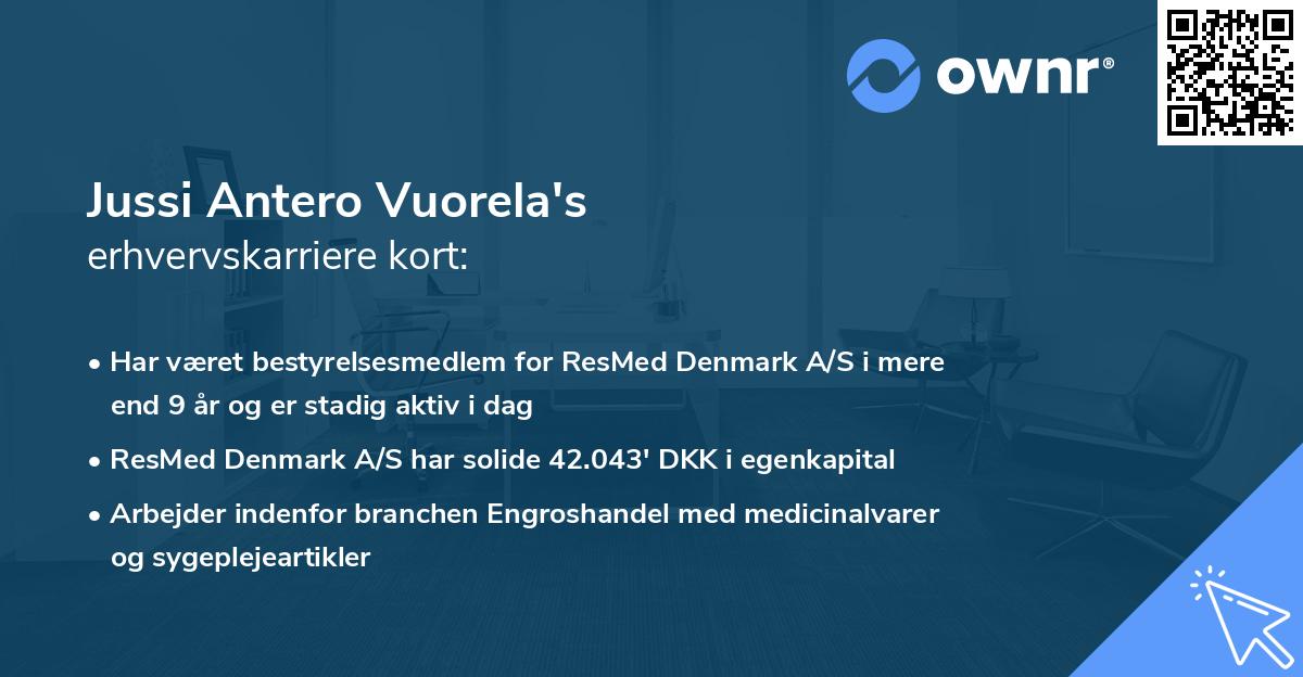Jussi Antero Vuorela's erhvervskarriere kort