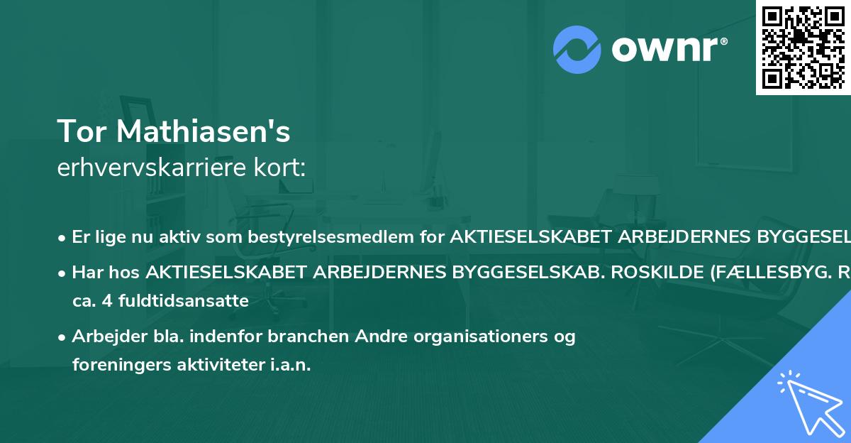 Tor Mathiasen's erhvervskarriere kort