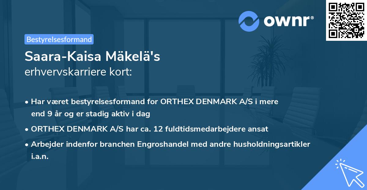 Saara-Kaisa Mäkelä's erhvervskarriere kort
