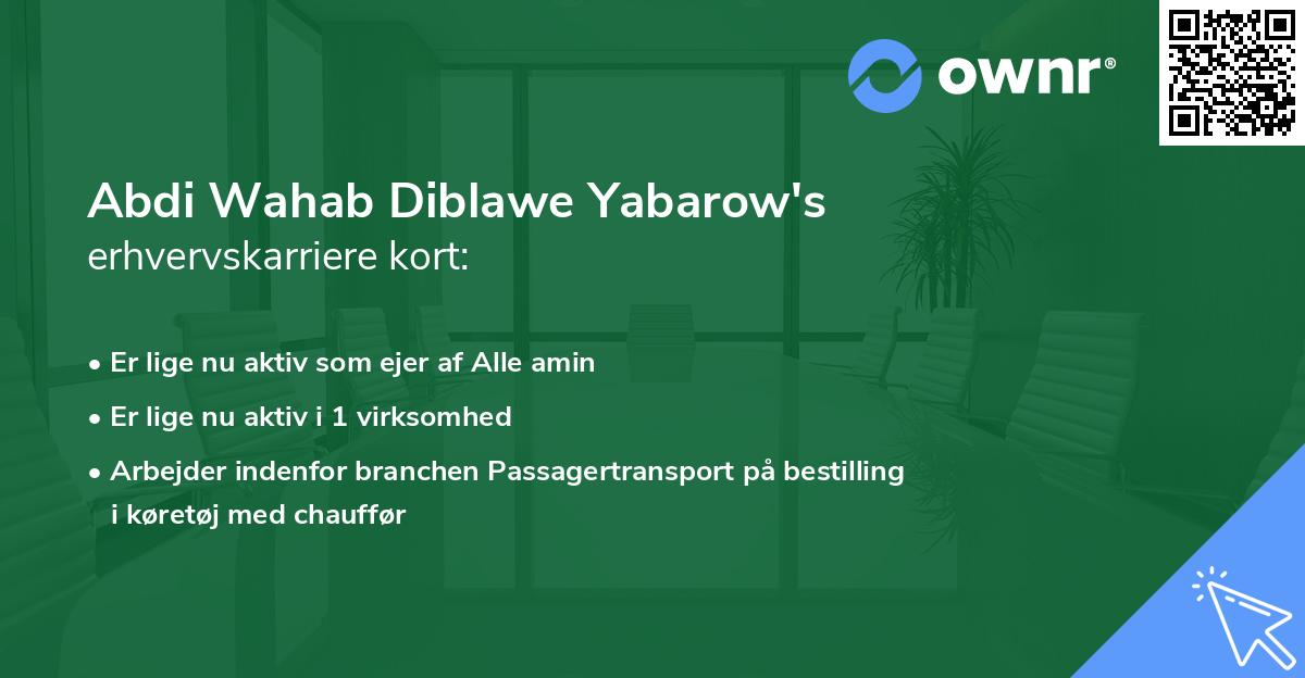 Abdi Wahab Diblawe Yabarow's erhvervskarriere kort