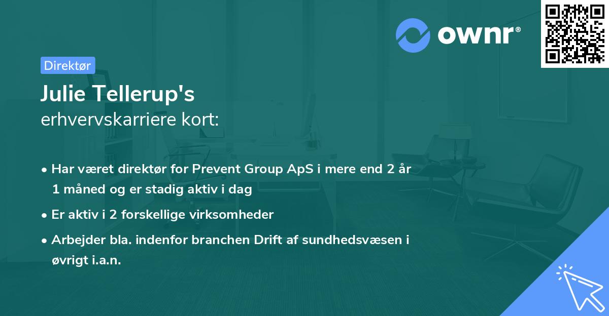Julie Tellerup's erhvervskarriere kort