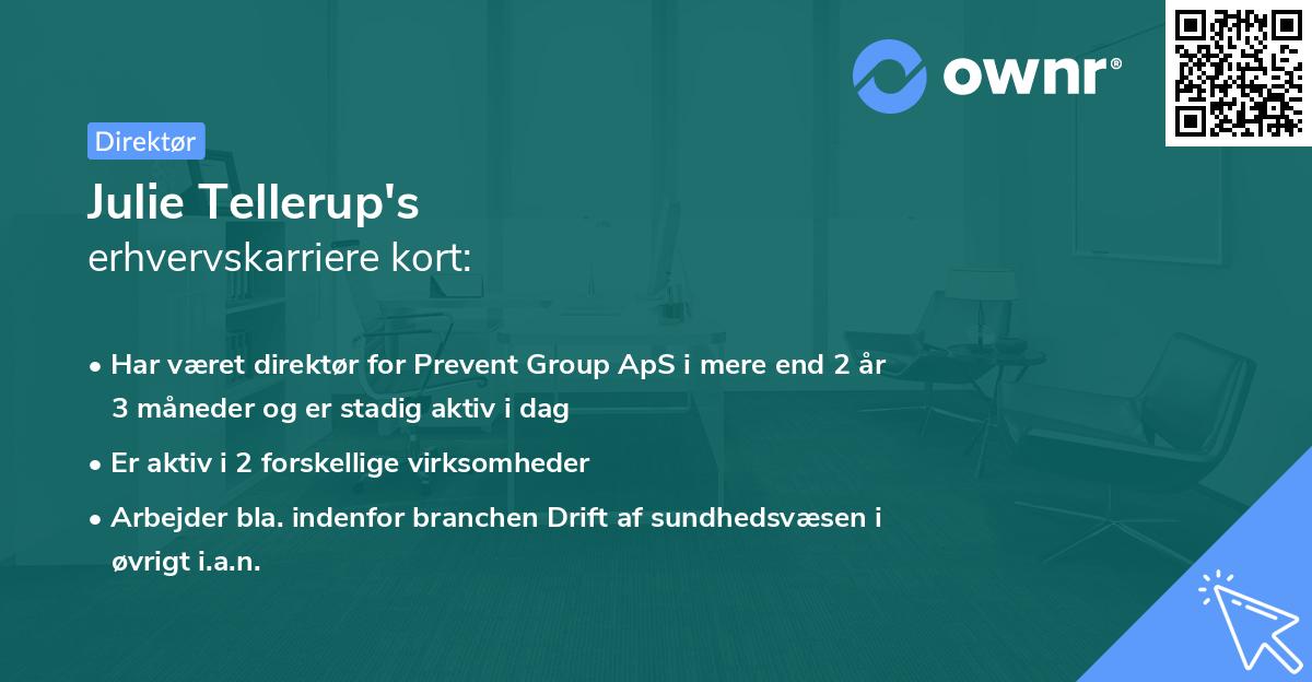 Julie Tellerup's erhvervskarriere kort