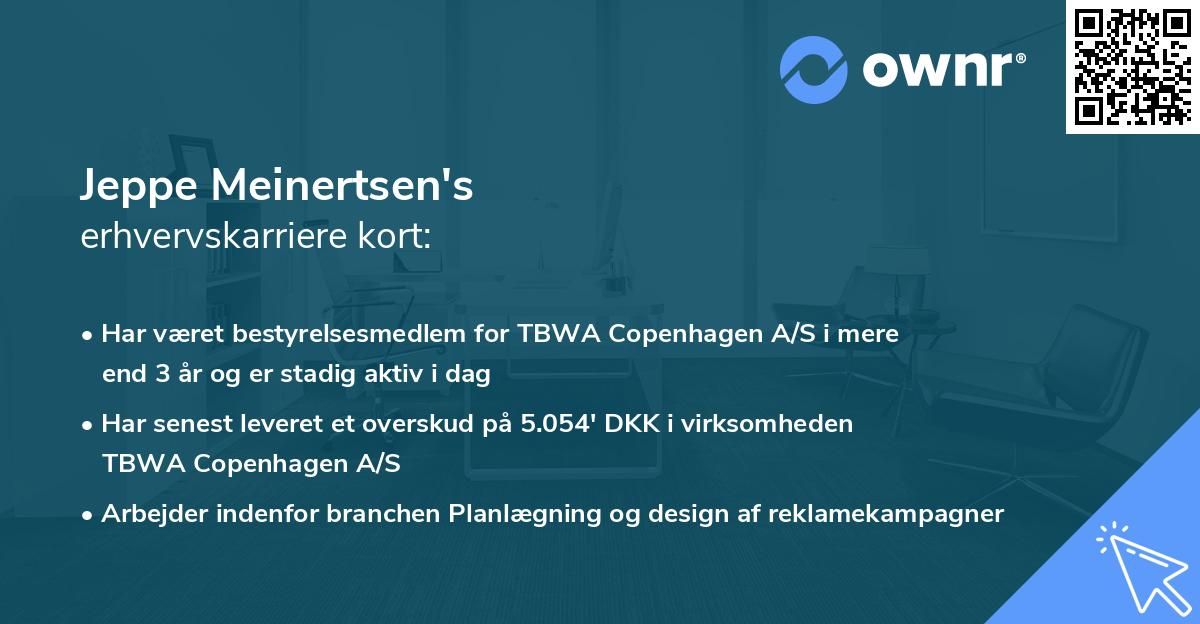 Jeppe Meinertsen's erhvervskarriere kort