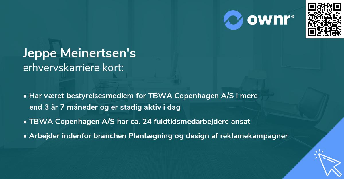 Jeppe Meinertsen's erhvervskarriere kort
