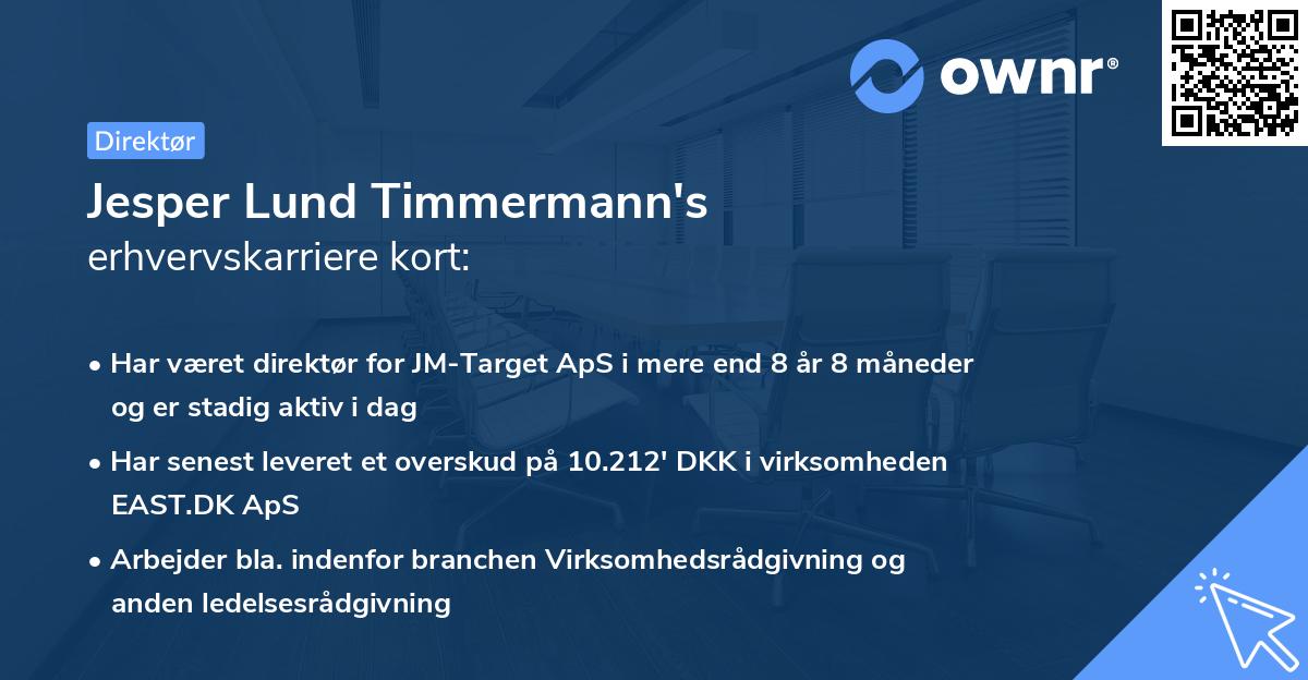 Jesper Lund Timmermann's erhvervskarriere kort