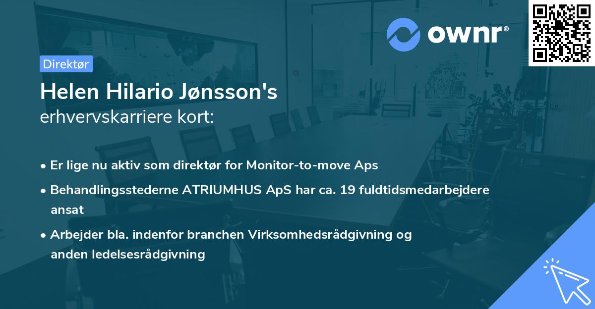 Helen Hilario Jønsson's erhvervskarriere kort