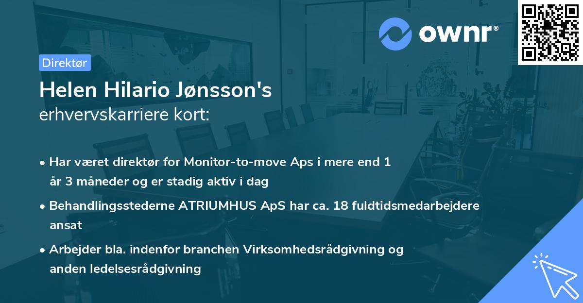 Helen Hilario Jønsson's erhvervskarriere kort