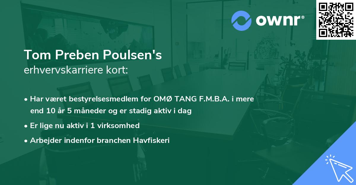Tom Preben Poulsen's erhvervskarriere kort