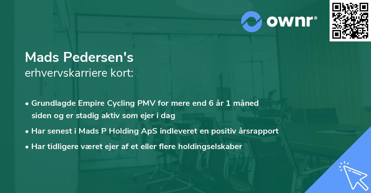 Mads Pedersen's erhvervskarriere kort