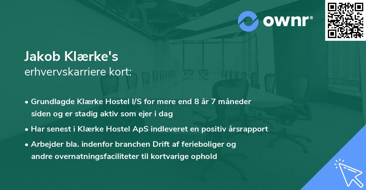 Jakob Klærke's erhvervskarriere kort