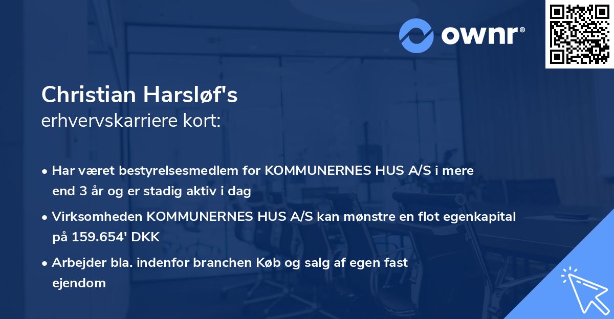 Christian Harsløf's erhvervskarriere kort