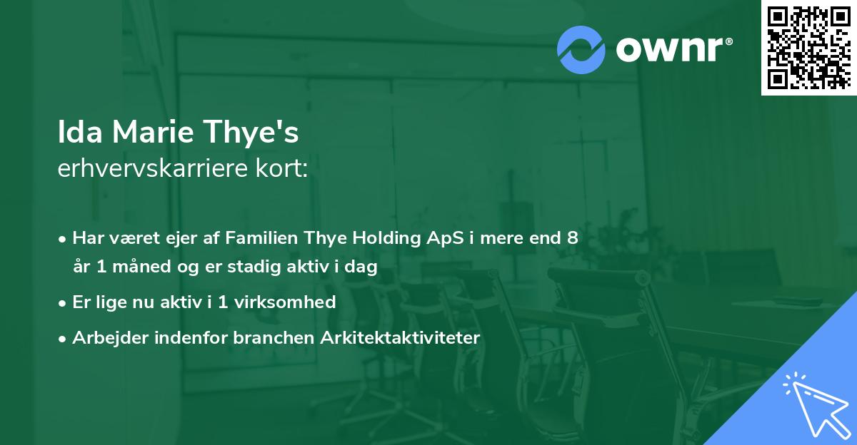 Ida Marie Thye's erhvervskarriere kort