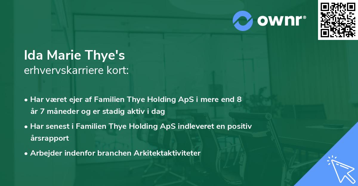 Ida Marie Thye's erhvervskarriere kort