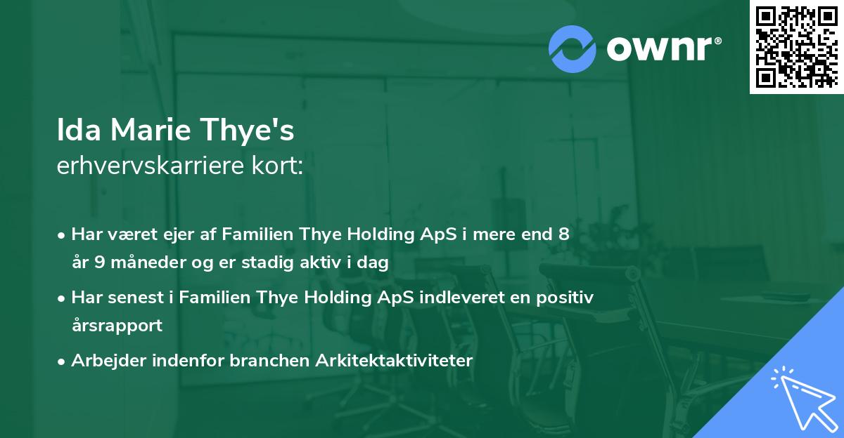 Ida Marie Thye's erhvervskarriere kort