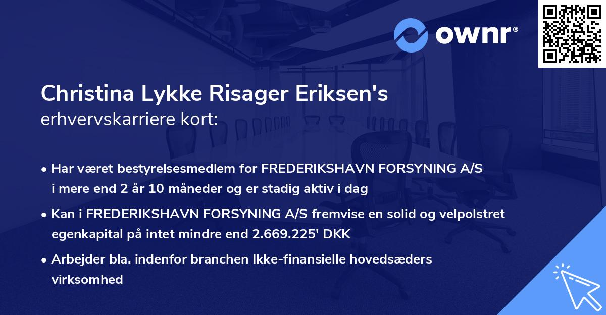 Christina Lykke Risager Eriksen's erhvervskarriere kort