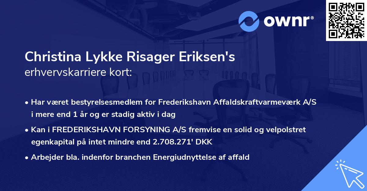 Christina Lykke Risager Eriksen's erhvervskarriere kort