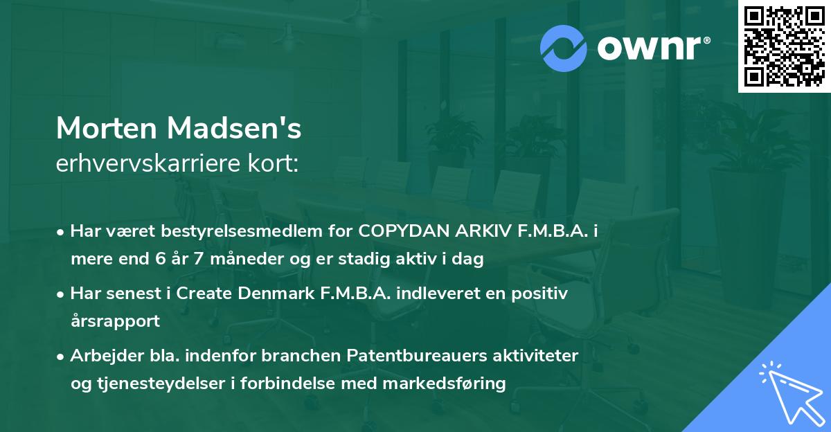 Morten Madsen's erhvervskarriere kort