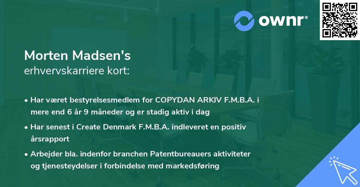 Morten Madsen's erhvervskarriere kort