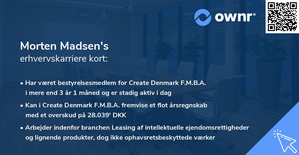 Morten Madsen's erhvervskarriere kort