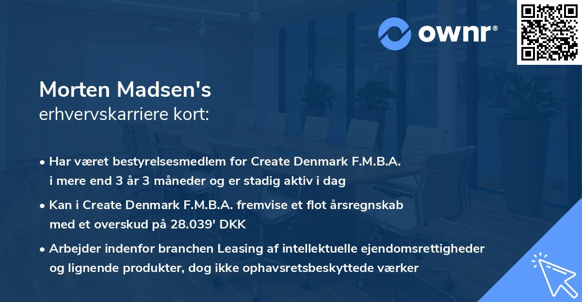 Morten Madsen's erhvervskarriere kort