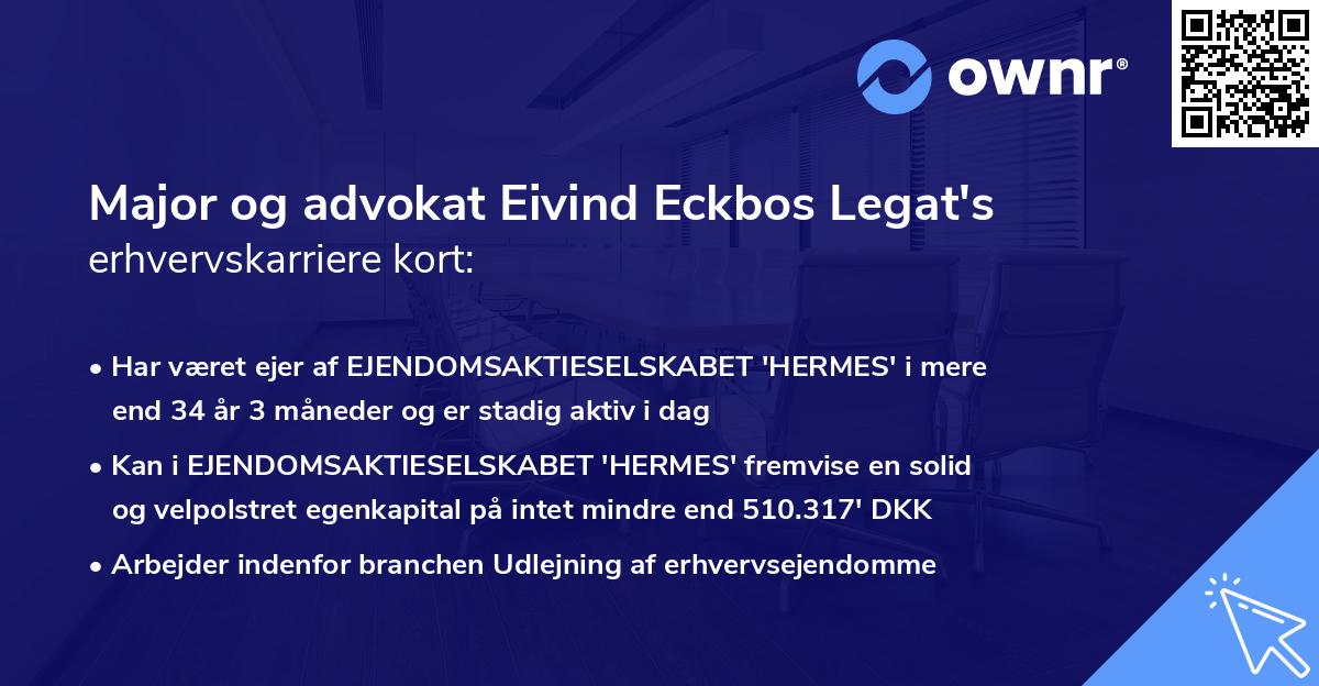 Major og advokat Eivind Eckbos Legat's erhvervskarriere kort