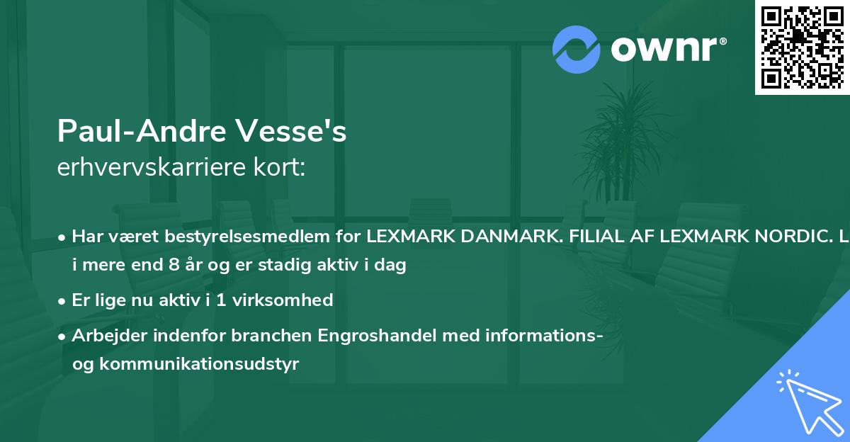 Paul-Andre Vesse's erhvervskarriere kort