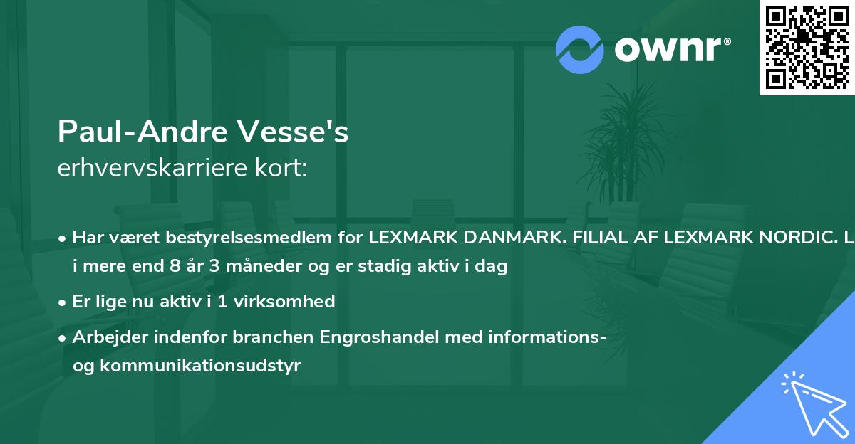 Paul-Andre Vesse's erhvervskarriere kort