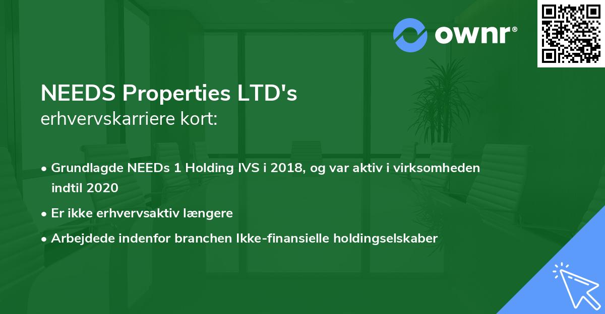 NEEDS Properties LTD's erhvervskarriere kort