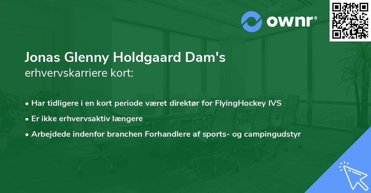 Jonas Glenny Holdgaard Dam's erhvervskarriere kort