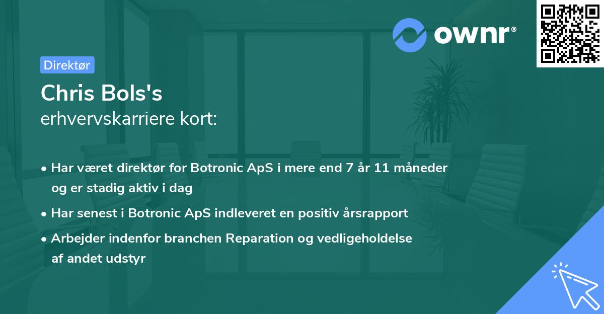 Chris Bols's erhvervskarriere kort