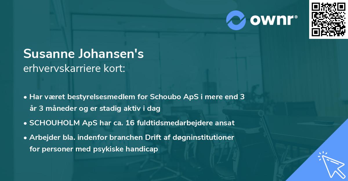 Susanne Johansen's erhvervskarriere kort