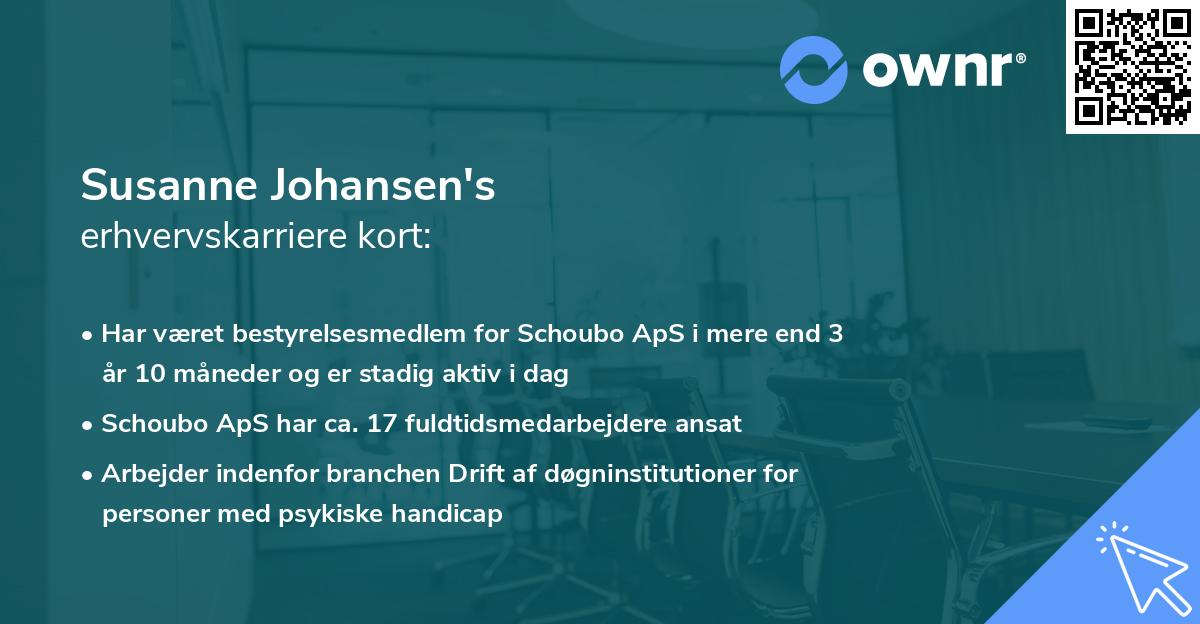 Susanne Johansen's erhvervskarriere kort