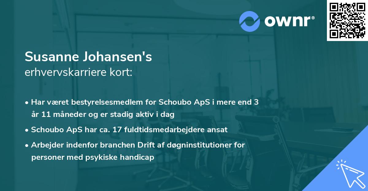 Susanne Johansen's erhvervskarriere kort