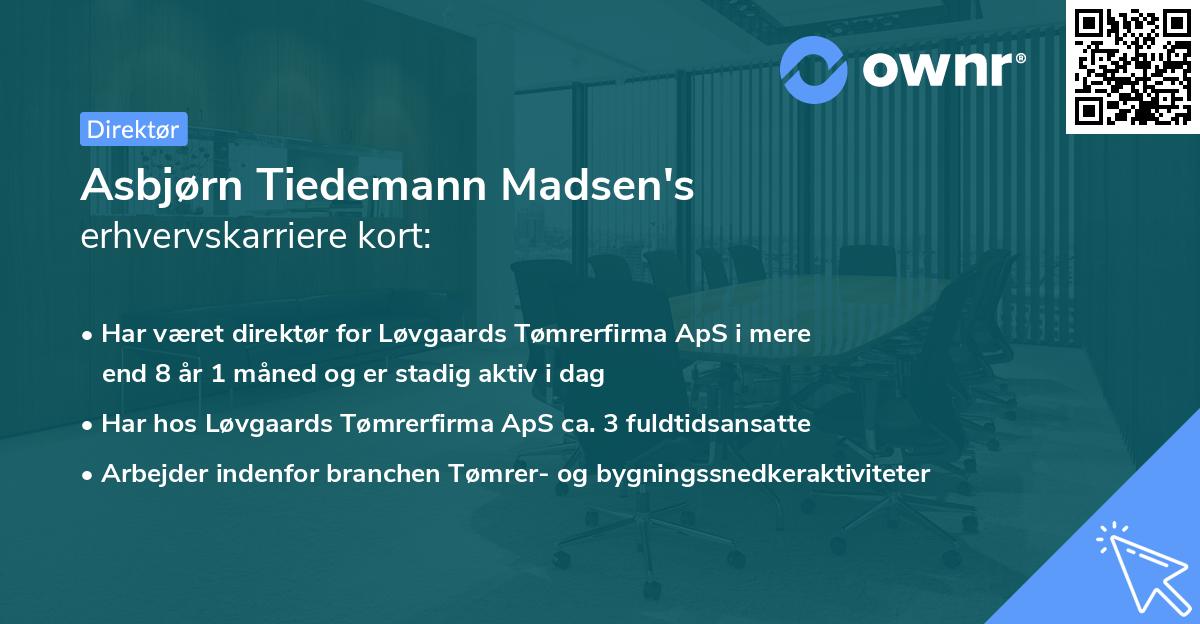 Asbjørn Tiedemann Madsen's erhvervskarriere kort