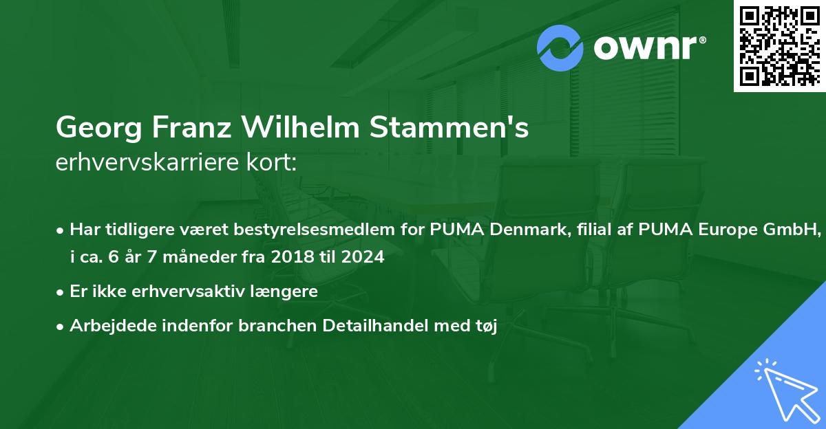 Georg Franz Wilhelm Stammen's erhvervskarriere kort