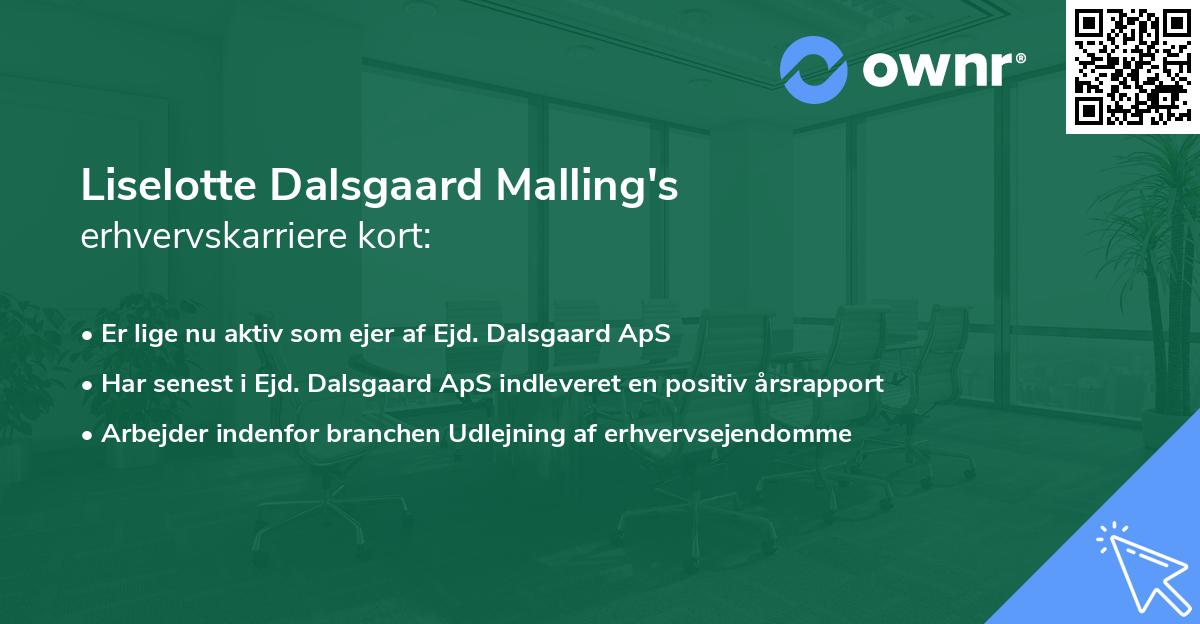 Liselotte Dalsgaard Malling's erhvervskarriere kort