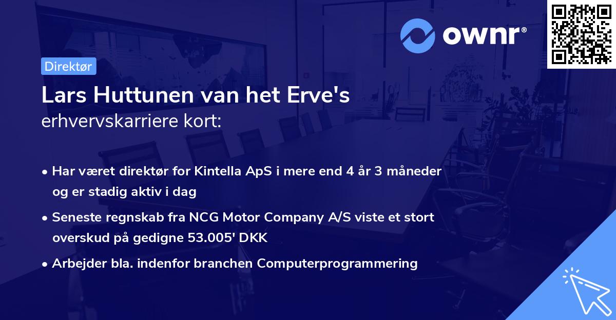 Lars Huttunen van het Erve's erhvervskarriere kort