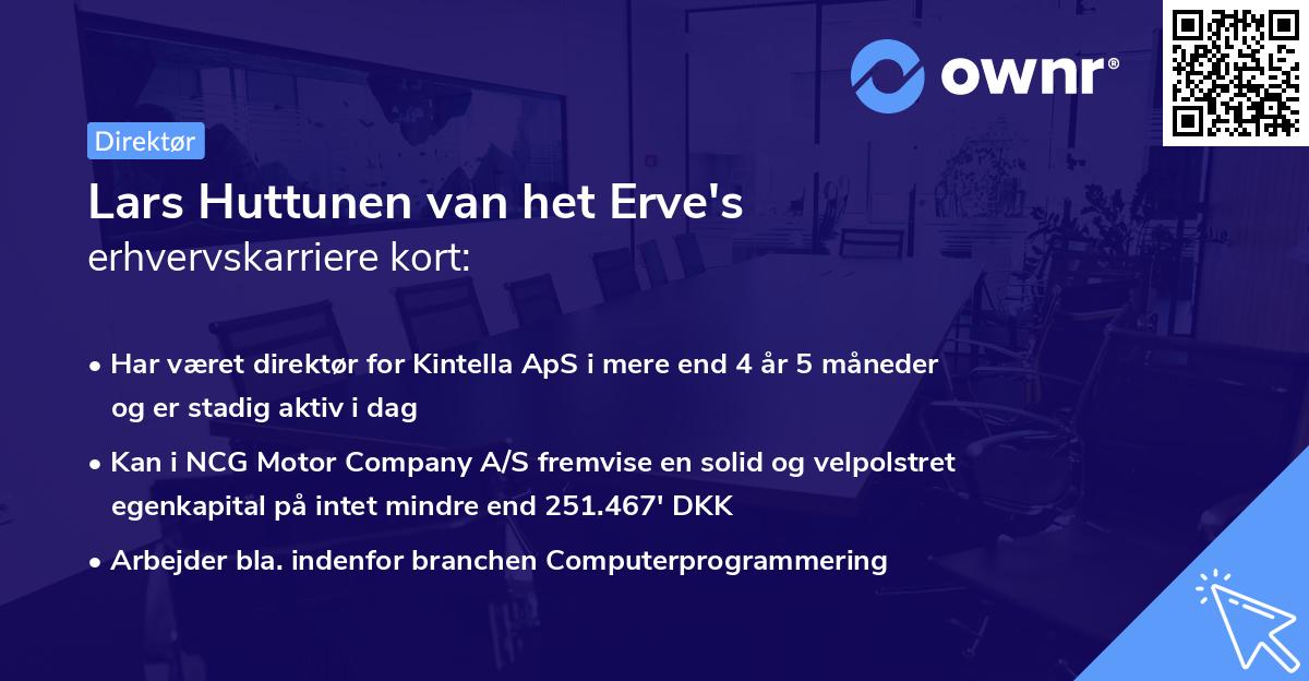 Lars Huttunen van het Erve's erhvervskarriere kort