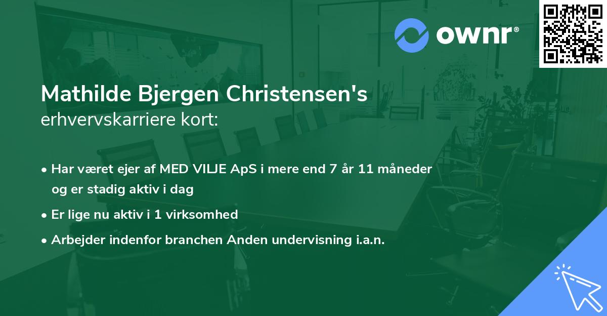 Mathilde Bjergen Christensen's erhvervskarriere kort