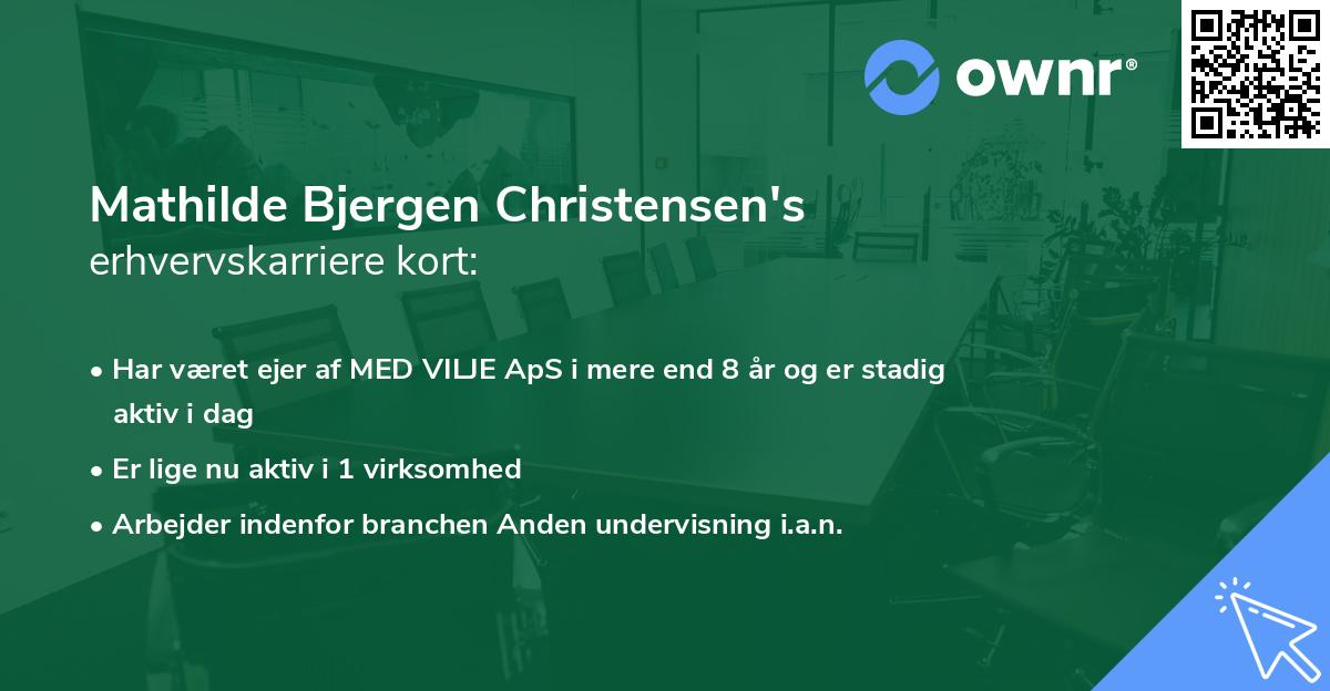 Mathilde Bjergen Christensen's erhvervskarriere kort