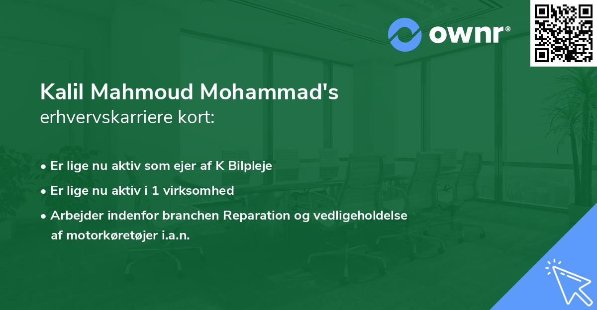 Kalil Mahmoud Mohammad's erhvervskarriere kort