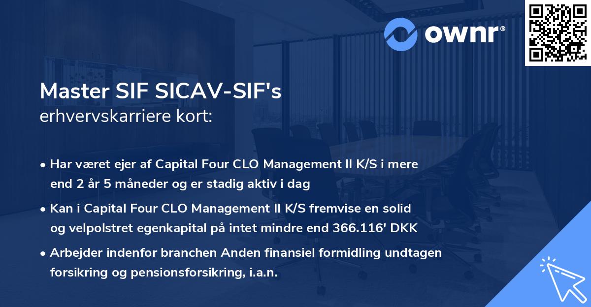 Master SIF SICAV-SIF's erhvervskarriere kort