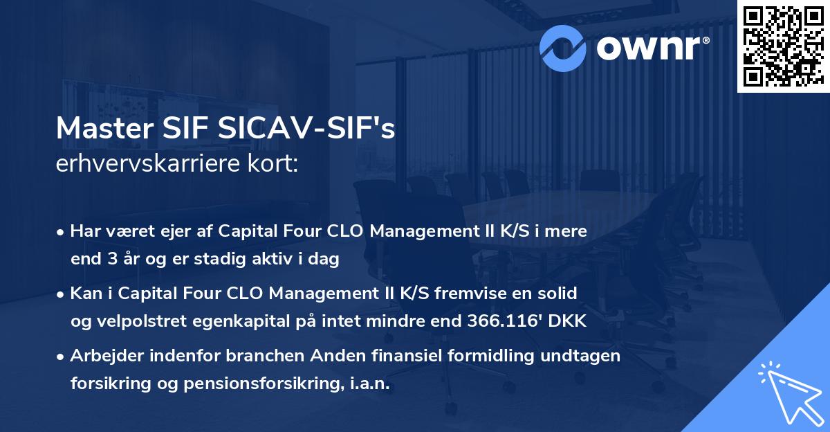 Master SIF SICAV-SIF's erhvervskarriere kort