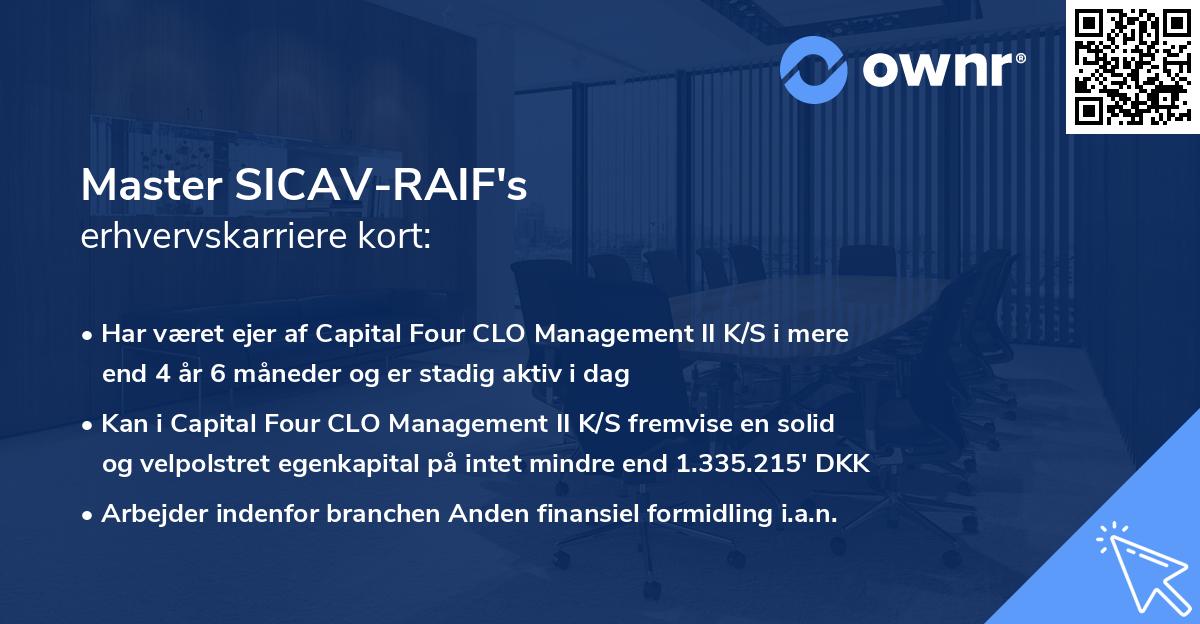 Master SICAV-RAIF's erhvervskarriere kort
